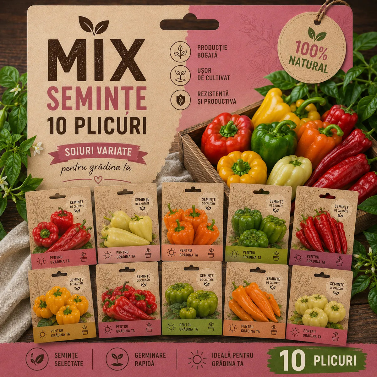Mix Semințe de Ardei 10 Bucăți – semințe | Regatul Plantelor