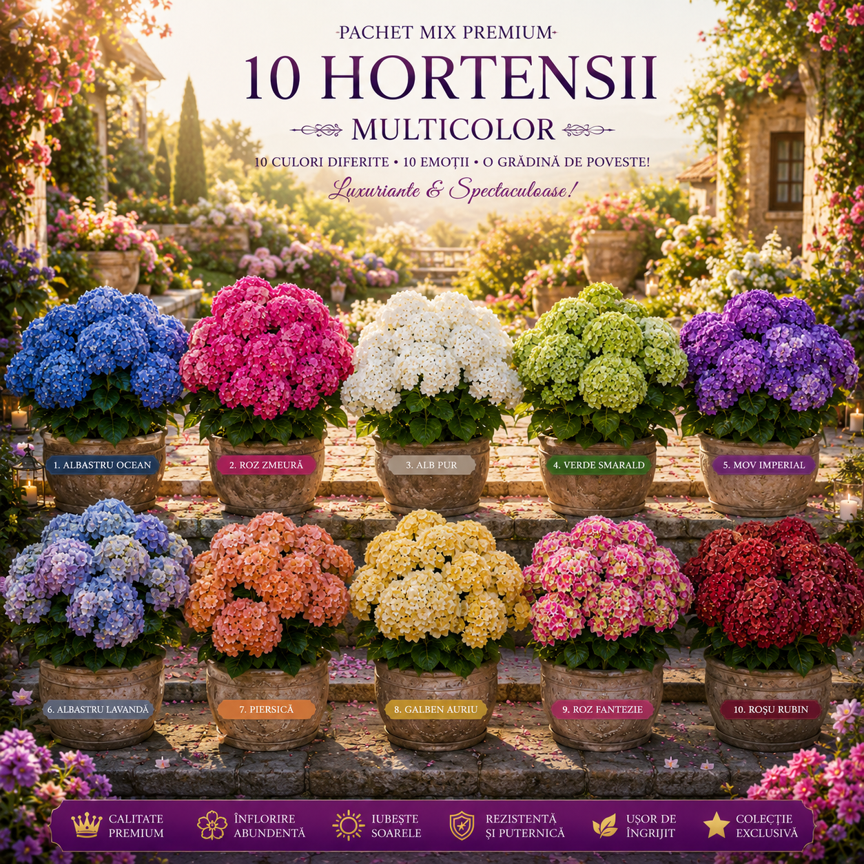 Pachet 10 Hortensii Multicolor