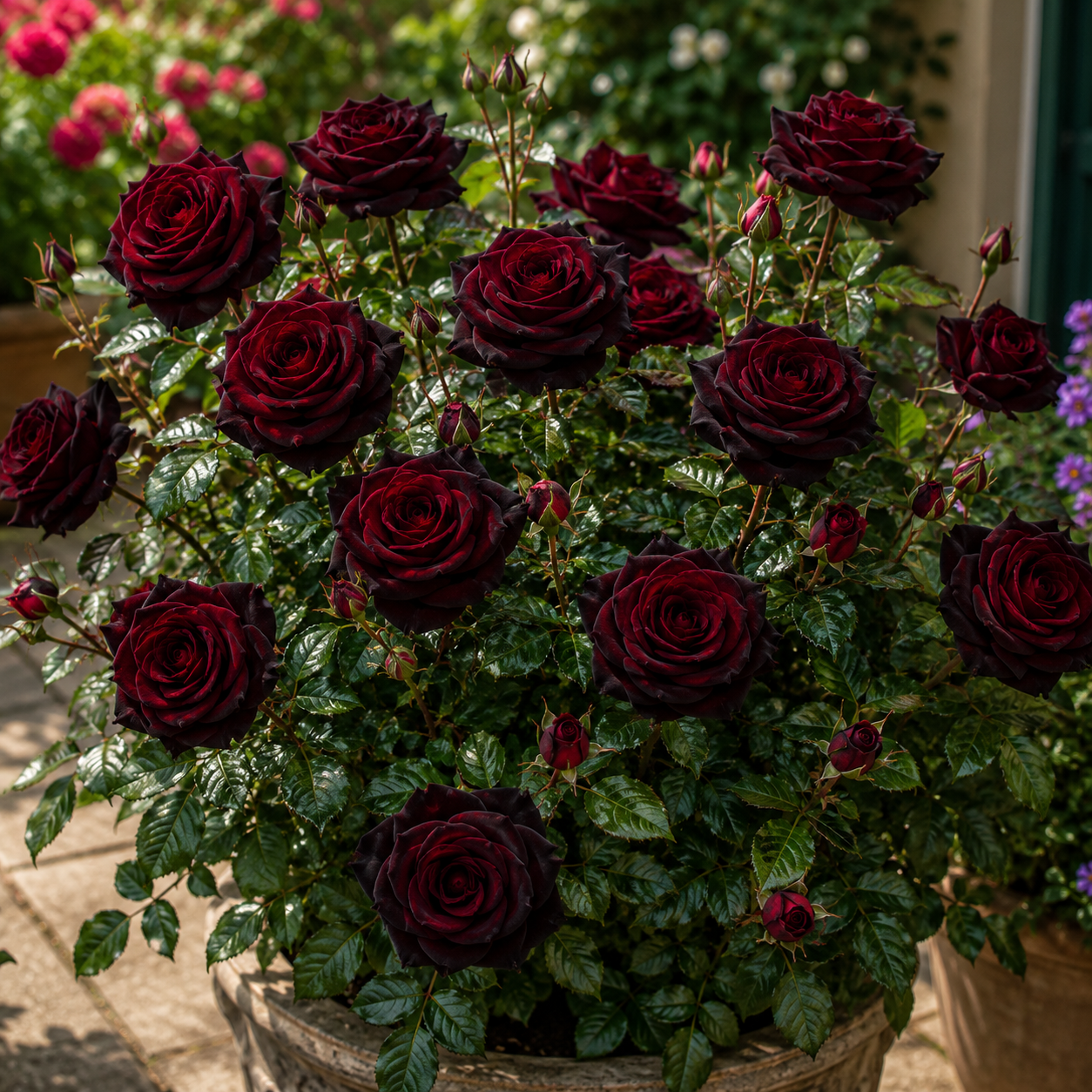 Trandafir "Black Baccara" la Ghiveci
