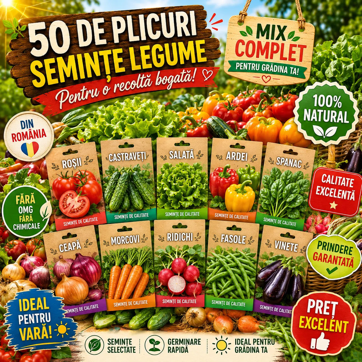 PACHET 50 MIX SEMINȚE - TOATE LEGUMELE – semințe | Regatul Plantelor