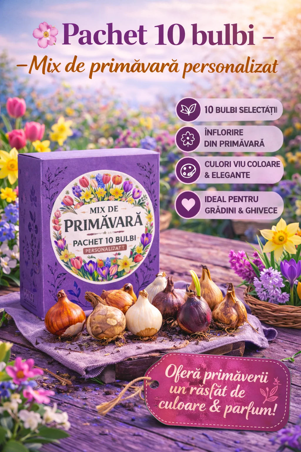 🌸 Pachet 10 bulbi – Mix de primăvară personalizat