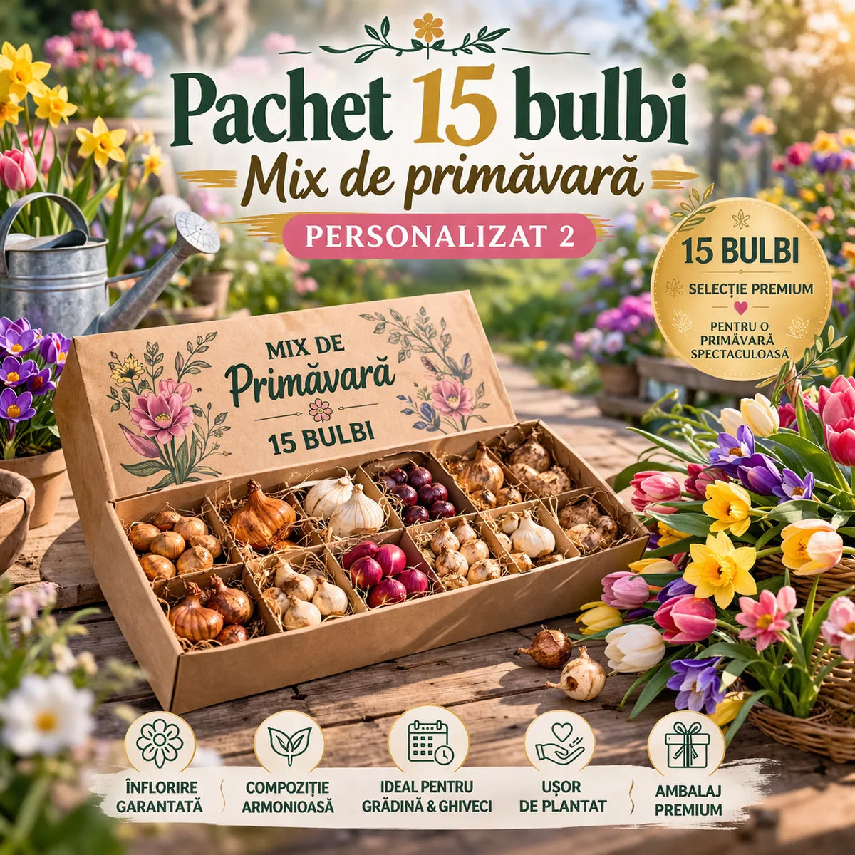 Pachet 15 bulbi – Mix de primăvară personalizat 2 – bulbi de flori | Regatul Plantelor