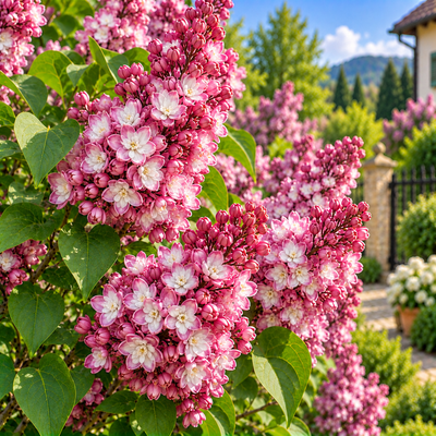 Liliac Syringa Vulgaris Roz Cu Alb Dublu, 1 Bucată